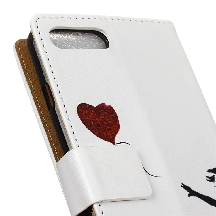 Pattern Printing Leather Wallet Phone Cover for iPhone 7 Plus 5.5 - Girl Holding Heart Balloon-2