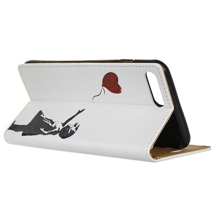 Pattern Printing Leather Wallet Phone Cover for iPhone 7 Plus 5.5 - Girl Holding Heart Balloon-3