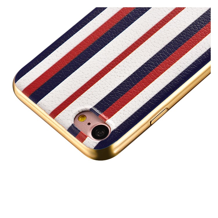 HOCO Glint Series Stripe Style Leather Coated TPU Case for iPhone 7 Plus - Dark Blue / Red-2