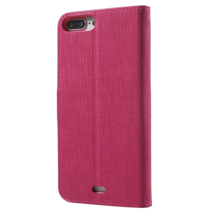 Small Grids Leather Case Wallet Cover for iPhone 7 Plus 5.5 Inch - Rose-2