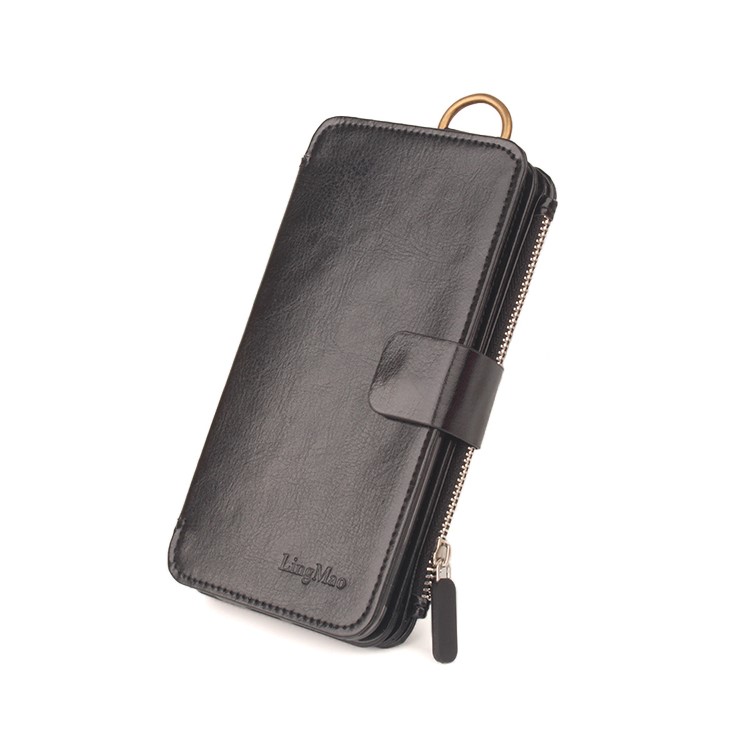Crazy Horse 2 in 1 Magnetic Absorbed Multi-slot Wallet Leather Case for iPhone 6S Plus / 6 Plus - Black-1