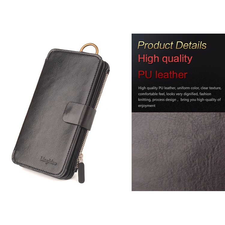 Crazy Horse 2 in 1 Magnetic Absorbed Multi-slot Wallet Leather Case for iPhone 6S Plus / 6 Plus - Black-3