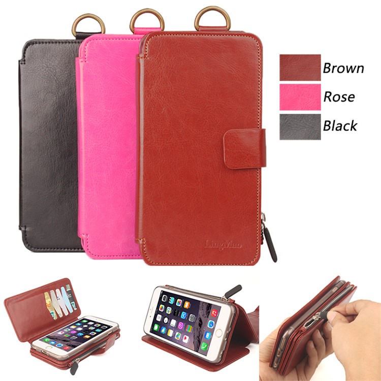 Crazy Horse 2 in 1 Magnetic Absorbed Multi-slot Wallet Leather Case for iPhone 6S Plus / 6 Plus - Black-6