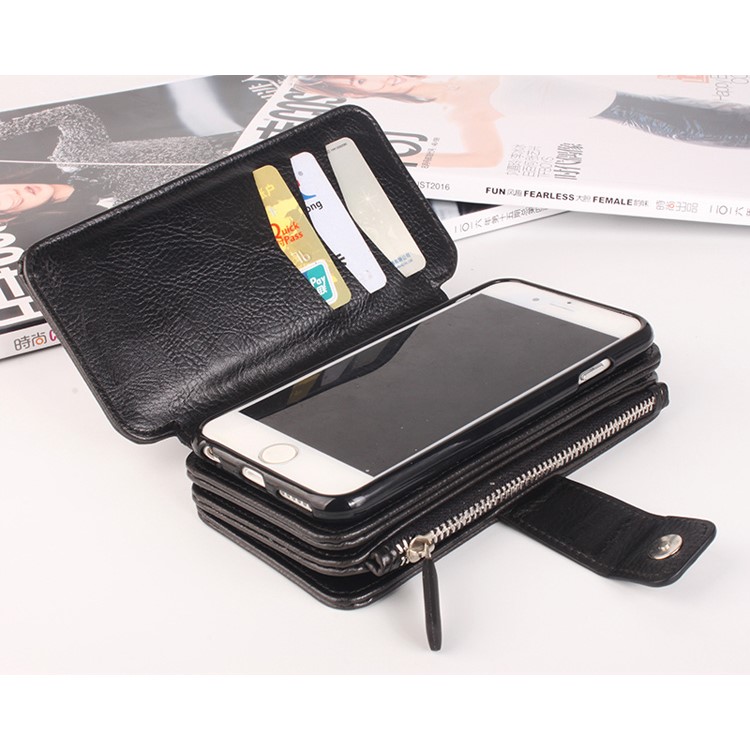 For iPhone 6s Plus / 6 Plus Multi-functional Detachable 2-in-1 Wallet Case + Leather Coated TPU Back Case - Black-10