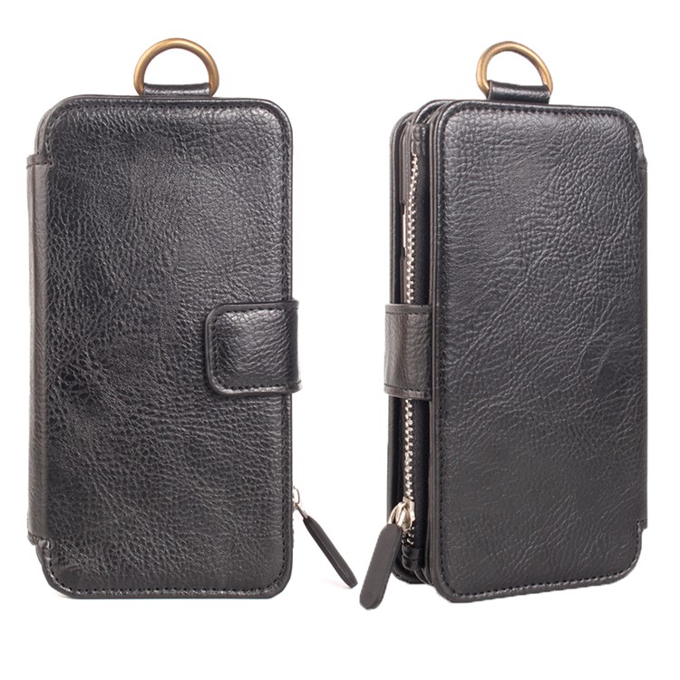 For iPhone 6s Plus / 6 Plus Multi-functional Detachable 2-in-1 Wallet Case + Leather Coated TPU Back Case - Black-13
