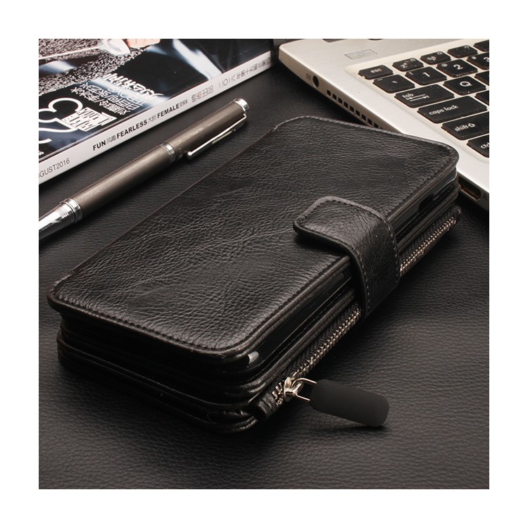 For iPhone 6s Plus / 6 Plus Multi-functional Detachable 2-in-1 Wallet Case + Leather Coated TPU Back Case - Black-2