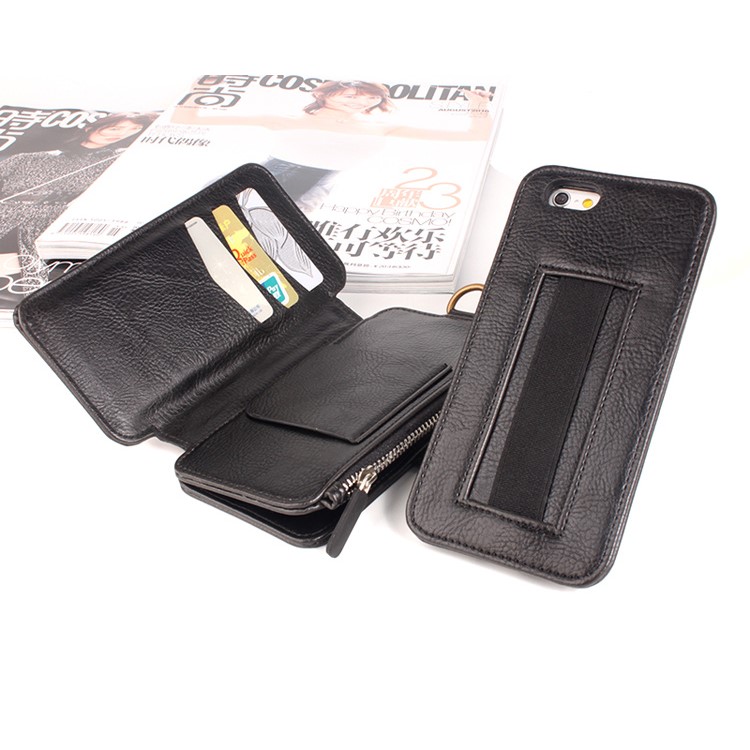 For iPhone 6s Plus / 6 Plus Multi-functional Detachable 2-in-1 Wallet Case + Leather Coated TPU Back Case - Black-3