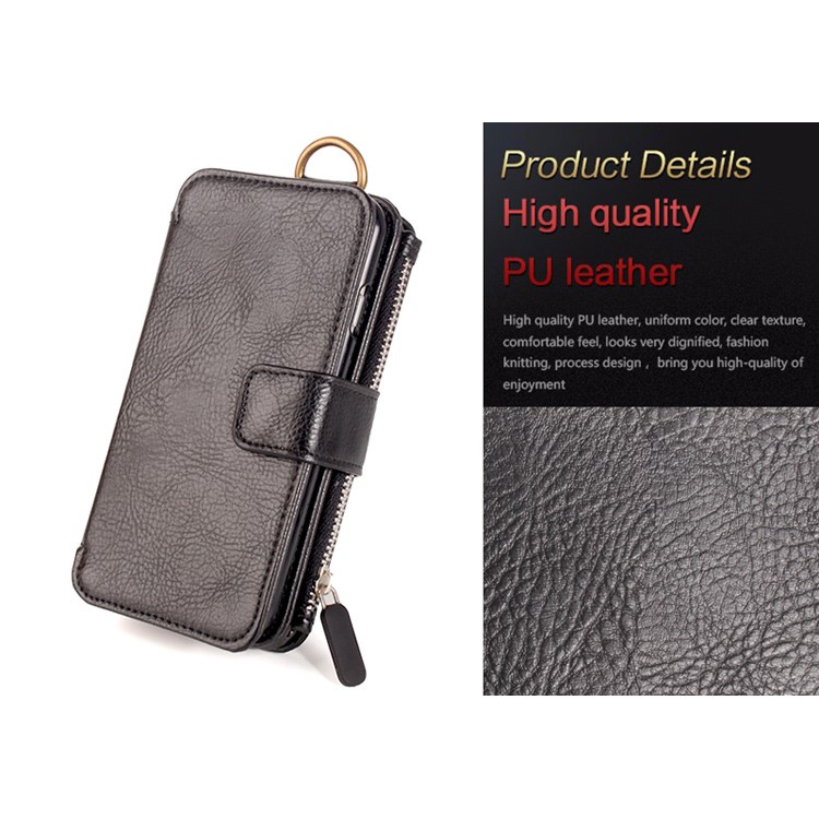 For iPhone 6s Plus / 6 Plus Multi-functional Detachable 2-in-1 Wallet Case + Leather Coated TPU Back Case - Black-4