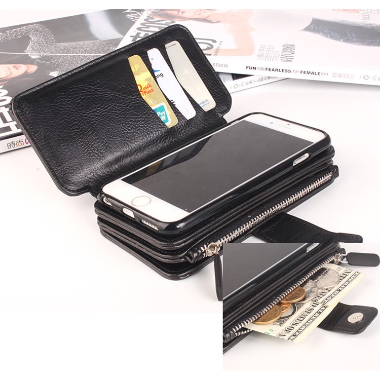 For iPhone 6s Plus / 6 Plus Multi-functional Detachable 2-in-1 Wallet Case + Leather Coated TPU Back Case - Black-6