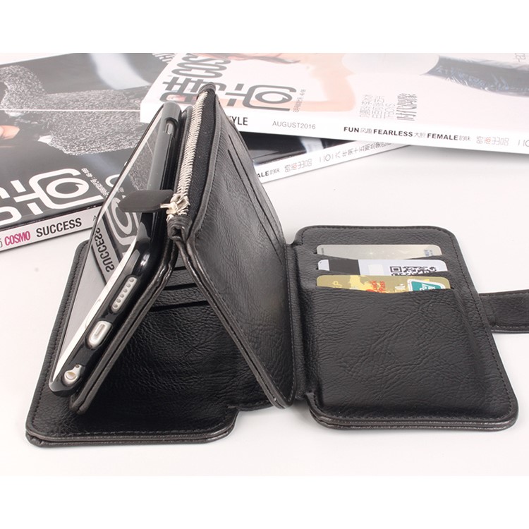 For iPhone 6s Plus / 6 Plus Multi-functional Detachable 2-in-1 Wallet Case + Leather Coated TPU Back Case - Black-7