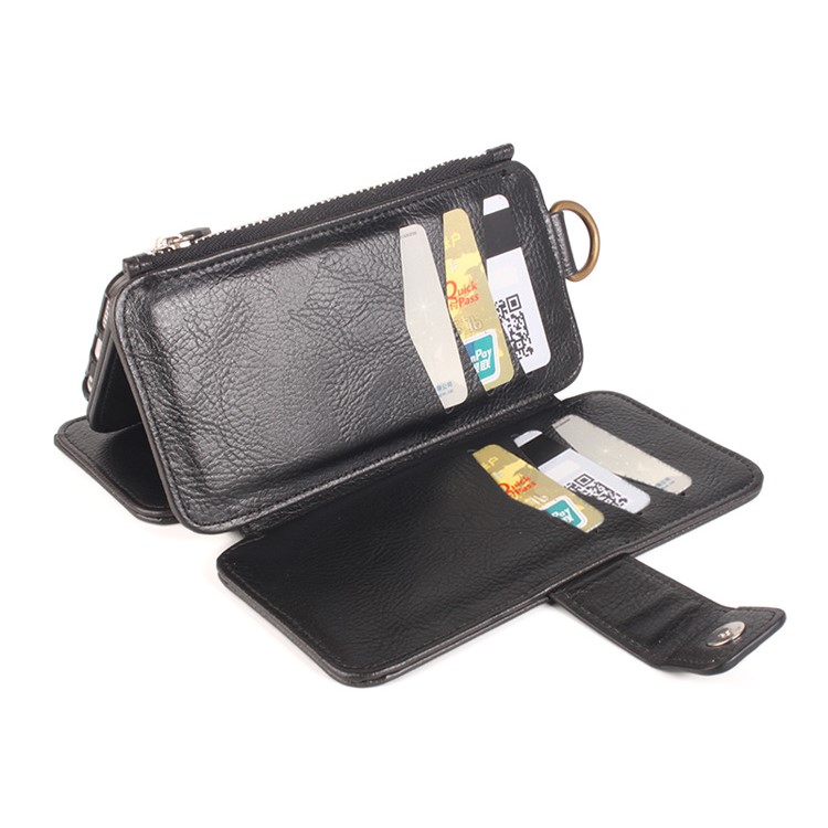 For iPhone 6s Plus / 6 Plus Multi-functional Detachable 2-in-1 Wallet Case + Leather Coated TPU Back Case - Black-8