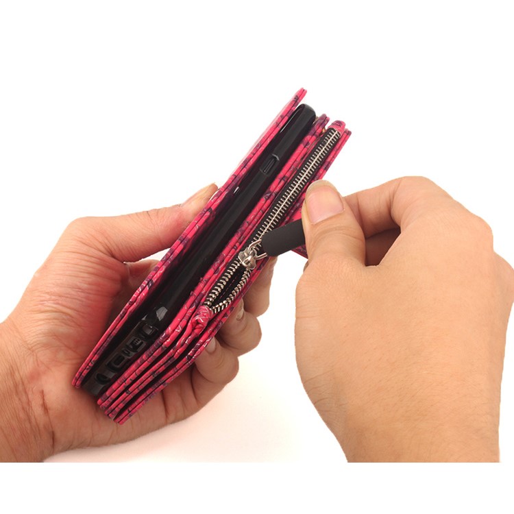 Flower Pattern 2 in 1 Magnetic Absorbed Multi-slot Wallet Leather Case for iPhone 7 4.7 - Red-10