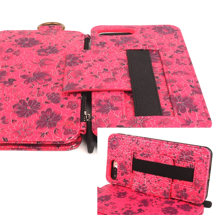 Flower Pattern 2 in 1 Magnetic Absorbed Multi-slot Wallet Leather Case for iPhone 7 4.7 - Red-16