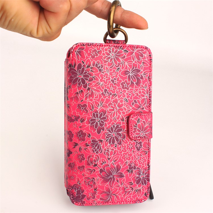 Flower Pattern 2 in 1 Magnetic Absorbed Multi-slot Wallet Leather Case for iPhone 7 4.7 - Red-19