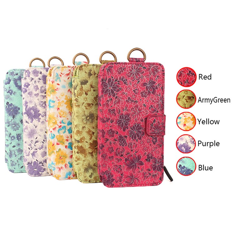 Flower Pattern 2 in 1 Magnetic Absorbed Multi-slot Wallet Leather Case for iPhone 7 4.7 - Red-24