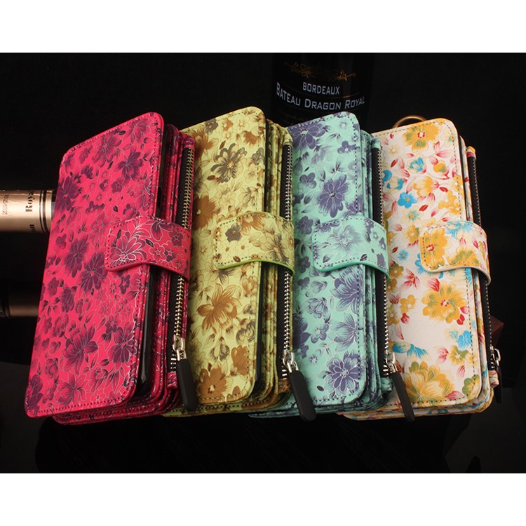 Flower Pattern 2 in 1 Magnetic Absorbed Multi-slot Wallet Leather Case for iPhone 7 4.7 - Red-25