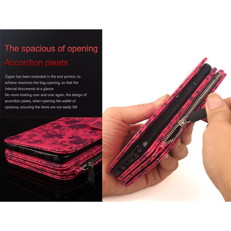 Flower Pattern 2 in 1 Magnetic Absorbed Multi-slot Wallet Leather Case for iPhone 7 4.7 - Red-4