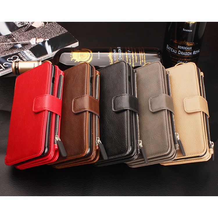 Litchi Pattern 2 in 1 Magnetic Absorbed Multi-slot Wallet Leather Case for iPhone 7 Plus - Black-10