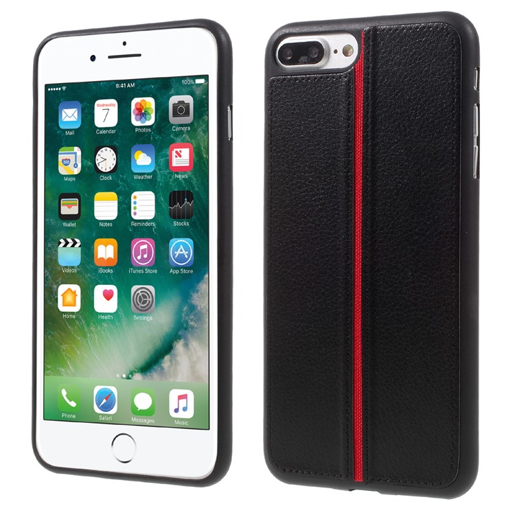 Splicing Litchi Texture Leather Coated TPU Cover for iPhone 7 Plus 5.5 - Black-1