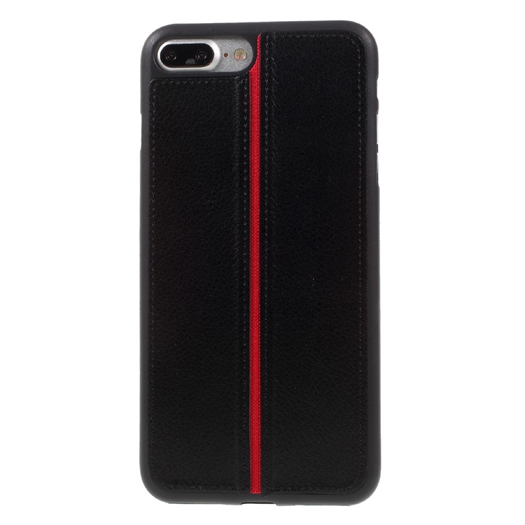 Splicing Litchi Texture Leather Coated TPU Cover for iPhone 7 Plus 5.5 - Black-2