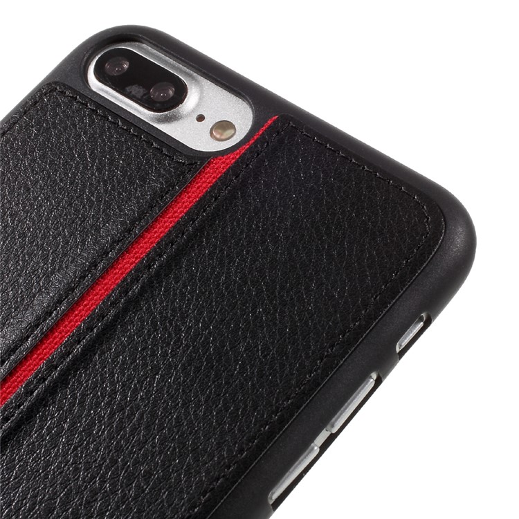 Splicing Litchi Texture Leather Coated TPU Cover for iPhone 7 Plus 5.5 - Black-3
