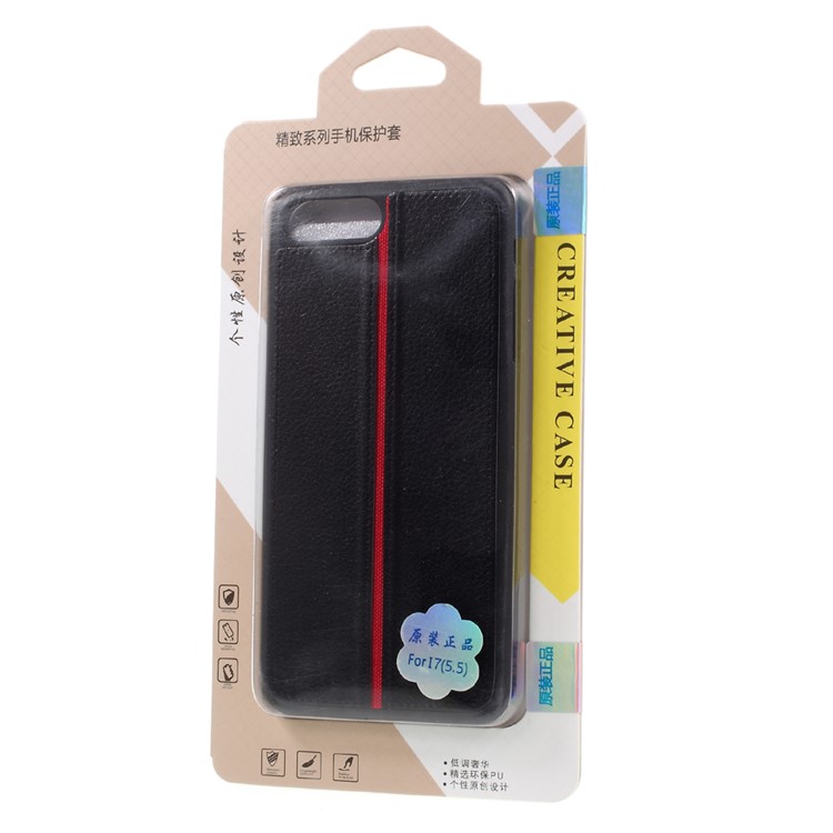 Splicing Litchi Texture Leather Coated TPU Cover for iPhone 7 Plus 5.5 - Black-6