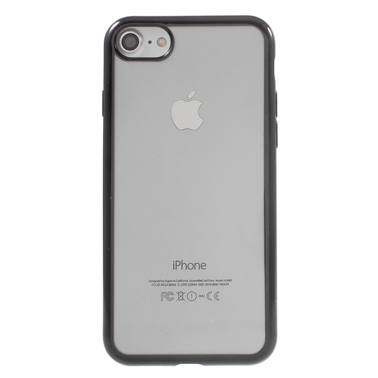 Electroplating Edge Clear TPU Cover for iPhone 7 4.7 Inch - Black-2