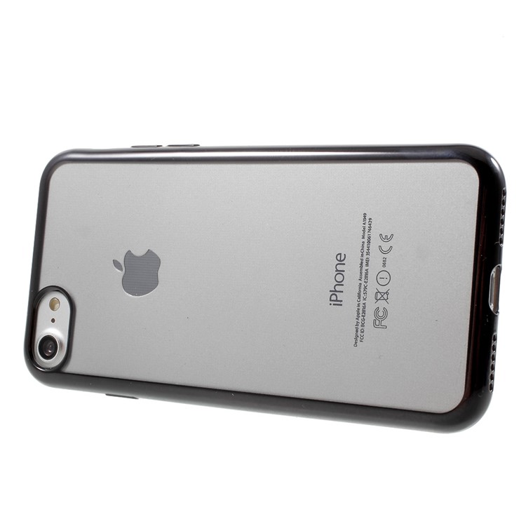 Electroplating Edge Clear TPU Cover for iPhone 7 4.7 Inch - Black-3