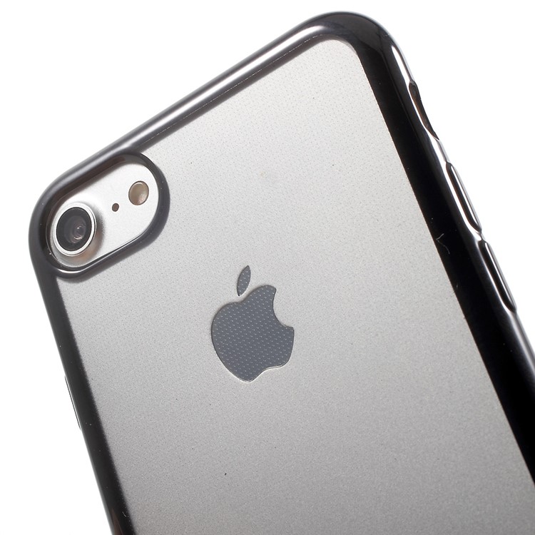 Electroplating Edge Clear TPU Cover for iPhone 7 4.7 Inch - Black-6
