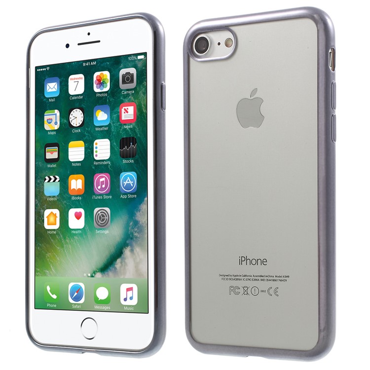 

For iPhone 8/7 4.7 Inch Plating Soft TPU Skin Case Cover - Grey, iPhone 8