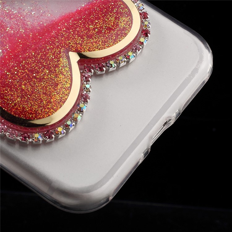 Heart-shaped Dynamic Quicksand Diamond TPU Case for iPhone 7 - Red-5