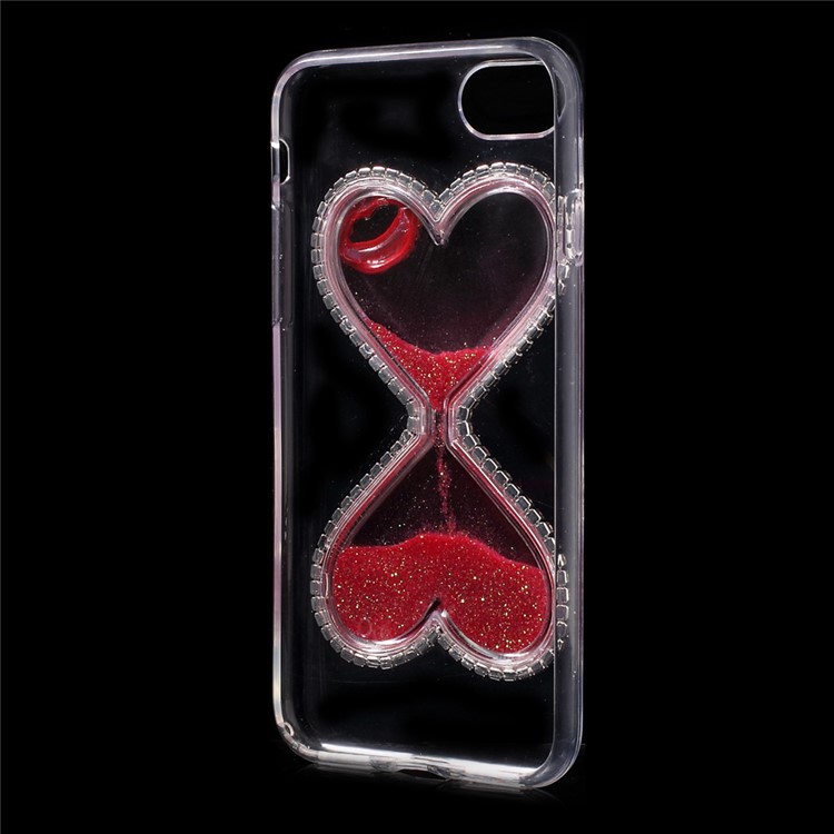 Heart-shaped Dynamic Quicksand Diamond TPU Case for iPhone 7 - Red-6