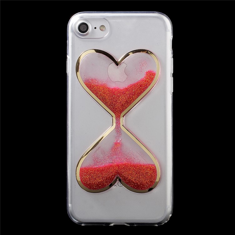 3D Heart Shaped Dynamic Quicksand TPU Back Case for iPhone 7 - Red-2