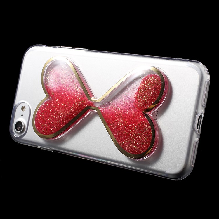 3D Heart Shaped Dynamic Quicksand TPU Back Case for iPhone 7 - Red-3