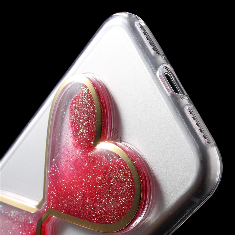 3D Heart Shaped Dynamic Quicksand TPU Back Case for iPhone 7 - Red-5