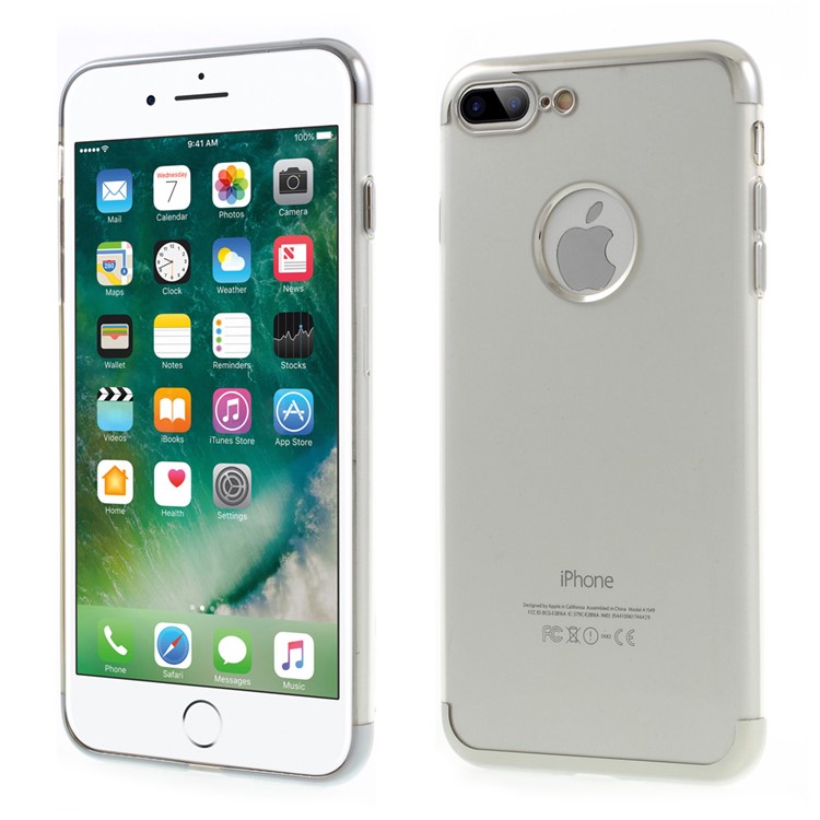 Electroplating Edges TPU Back Case for iPhone 7 Plus 5.5 - Silver-1
