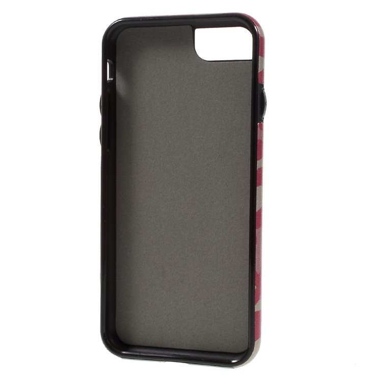 For iPhone 7 Camouflage Leather Coated Card Holder Kickstand TPU PC Hybrid Case - Rose-7