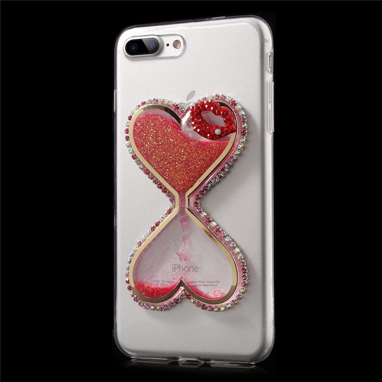 Heart-shaped Dynamic Quicksand Diamond TPU Case for iPhone 7 Plus - Red-3