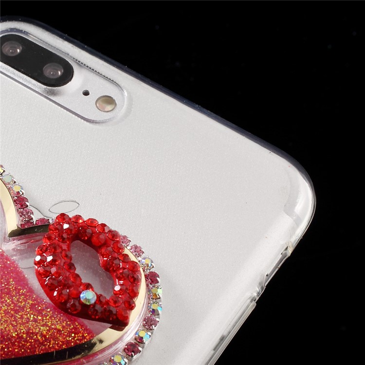 Heart-shaped Dynamic Quicksand Diamond TPU Case for iPhone 7 Plus - Red-4