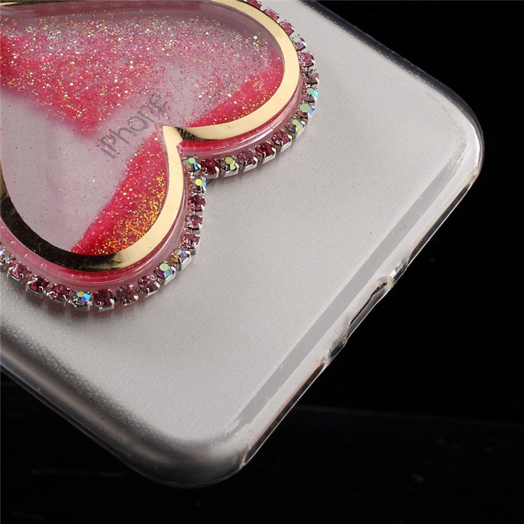 Heart-shaped Dynamic Quicksand Diamond TPU Case for iPhone 7 Plus - Red-5