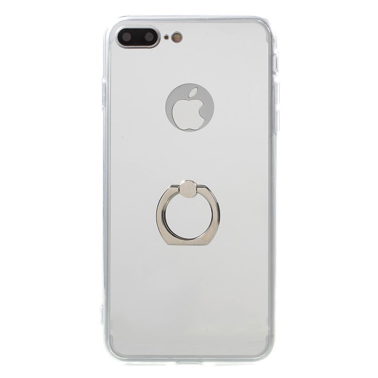 Mirror Surface Finger Ring PC TPU Kickstand Case for iPhone 7 Plus - Silver-3