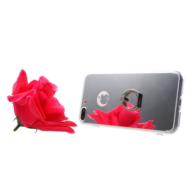 Mirror Surface Finger Ring PC TPU Kickstand Case for iPhone 7 Plus - Silver-5