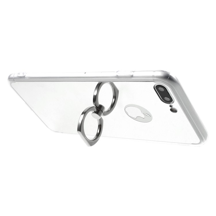 Mirror Surface Finger Ring PC TPU Kickstand Case for iPhone 7 Plus - Silver-6