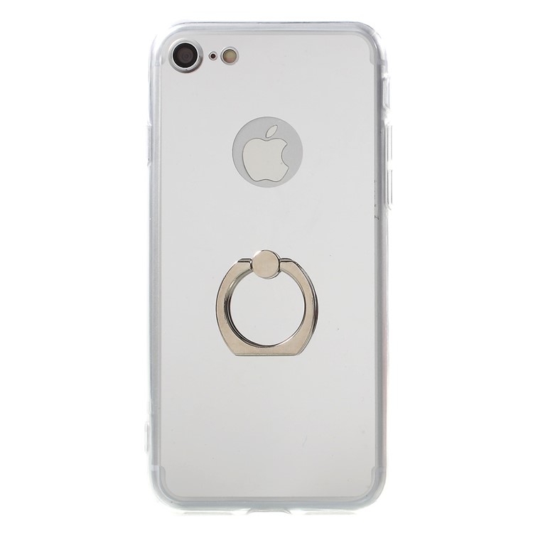 Mirror Surface Finger Ring Kickstand TPU PC Phone Case for iPhone 7 4.7 inch - Silver-3