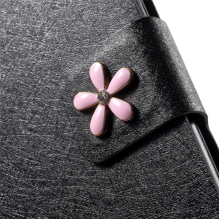 Diamond Flower Decor Silk Texture Leather Case for iPhone 7 4.7 inch - Black-8