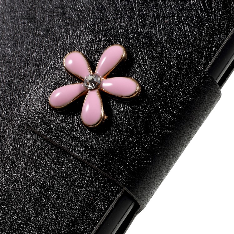Diamond Flower Decor Silk Texture Leather Case for iPhone 7 Plus 5.5 inch - Black-10