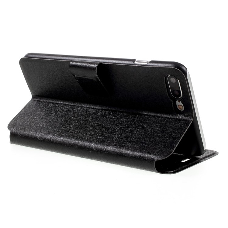 Diamond Flower Decor Silk Texture Leather Case for iPhone 7 Plus 5.5 inch - Black-5