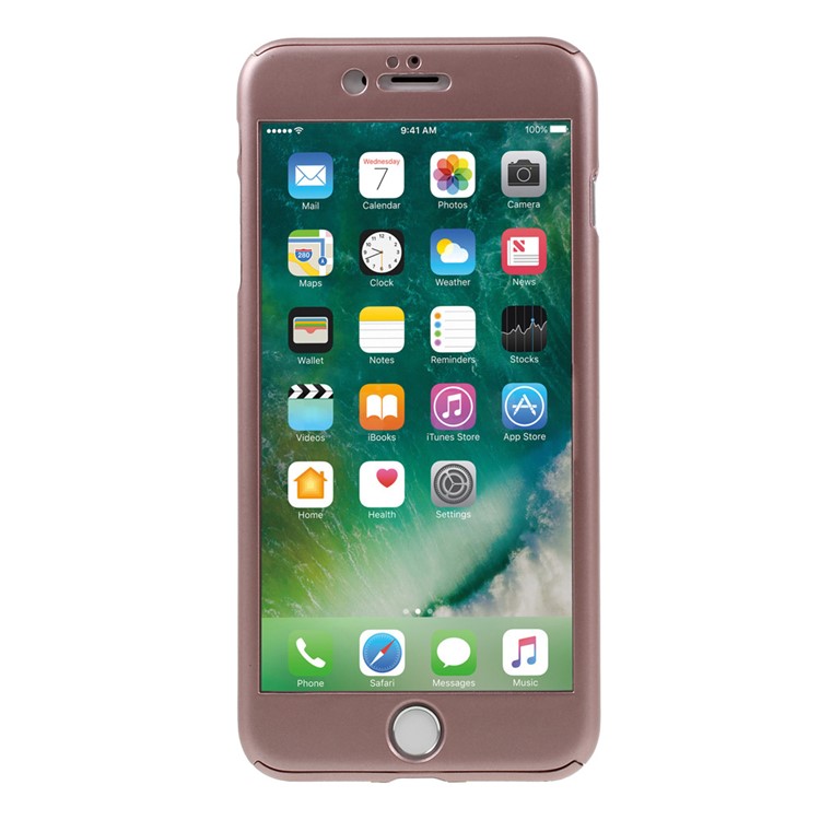 2-in-1 Full Protection PC Hard Case for iPhone 7 Plus + Tempered Glass Screen Protector - Rose Gold-2