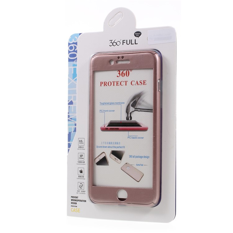2-in-1 Full Protection PC Hard Case for iPhone 7 Plus + Tempered Glass Screen Protector - Rose Gold-8