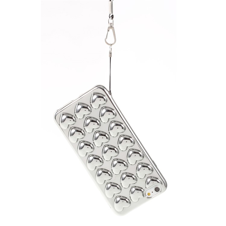 3D Love Hearts Electroplated TPU Case for iPhone 6s 6 - Silver-3
